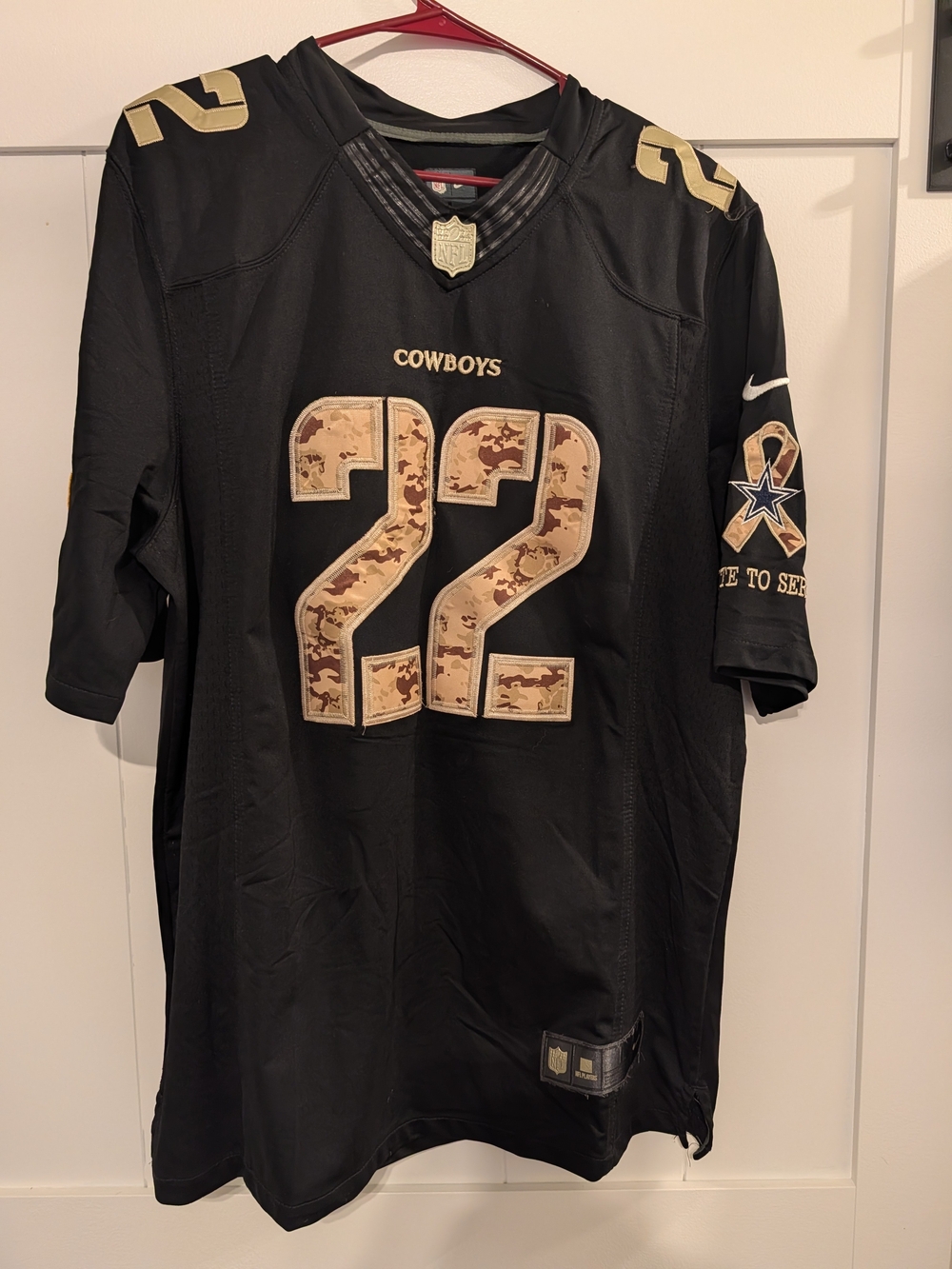Nike Dallas Cowboys #22 Black Jersey with Camo Numbers